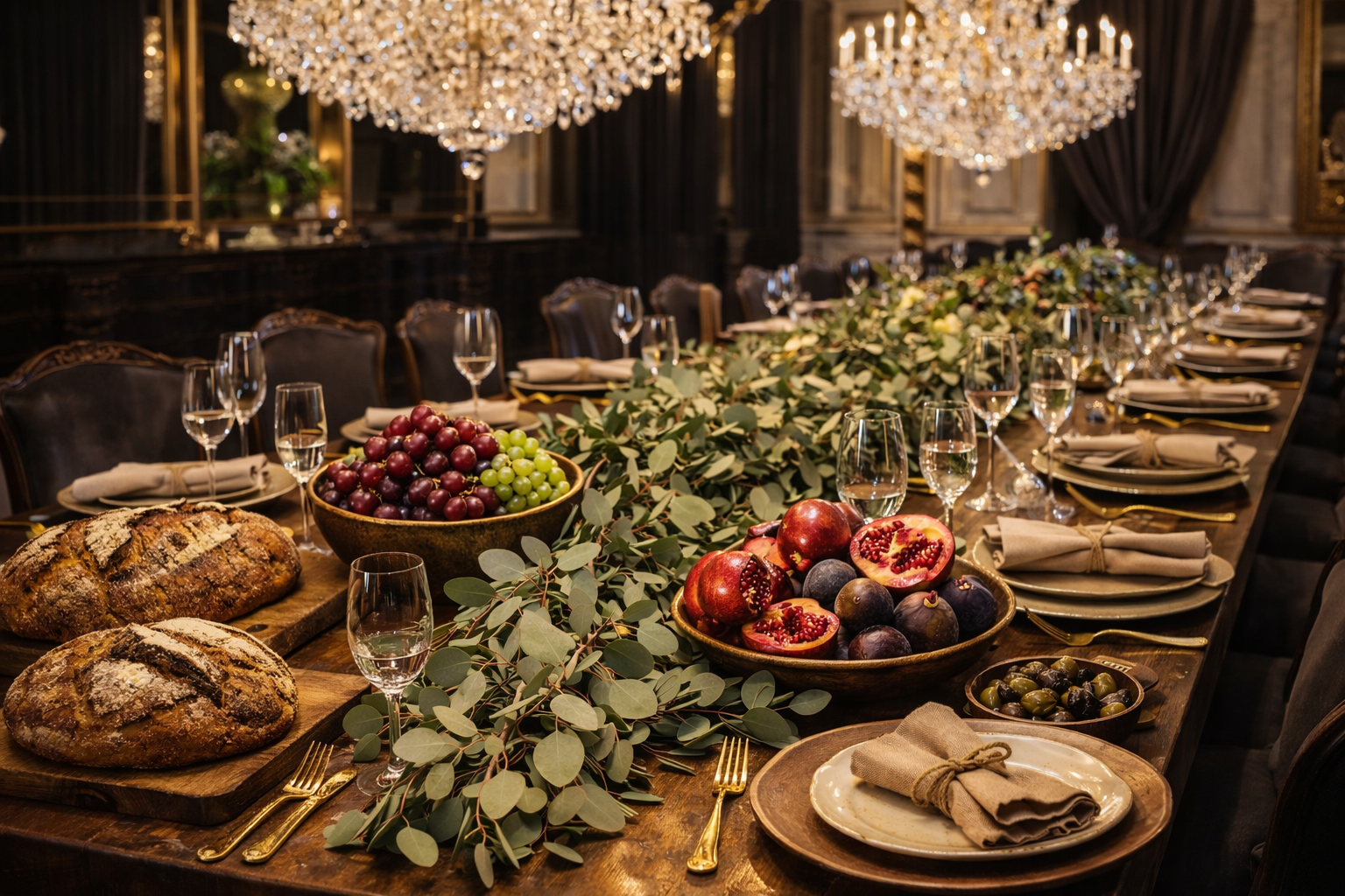 Mesa de banquete farta e bonita